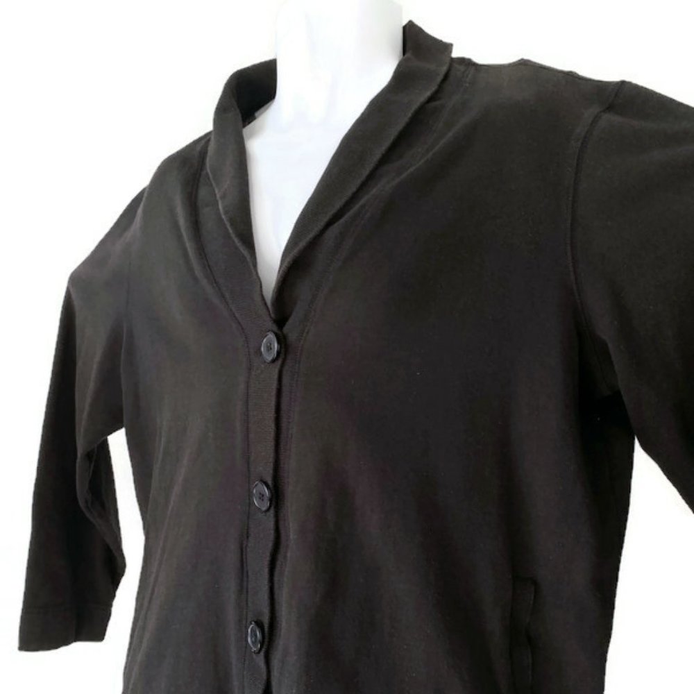 White Stag Women's Black Button Down Long Sleeves Knit Sweater with Pocket SzXXL